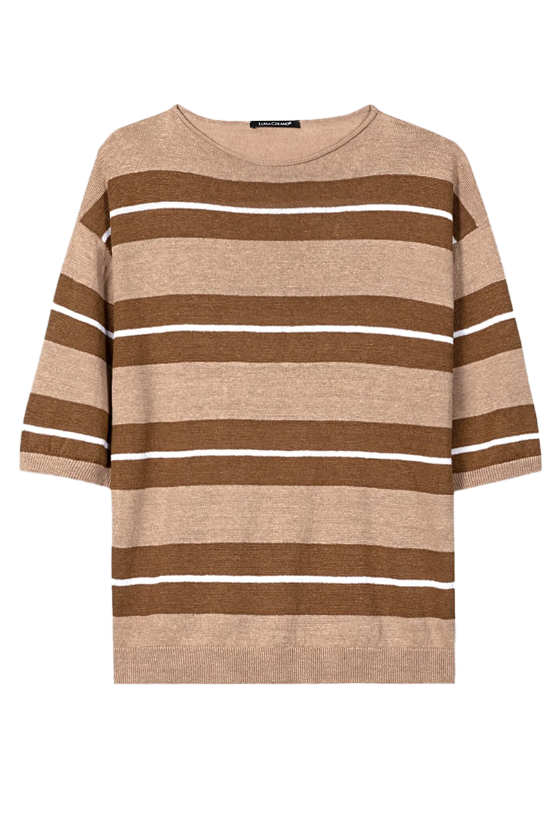 Leinen-Pulli mit Preppy-Stripe von LUISA CERANO.