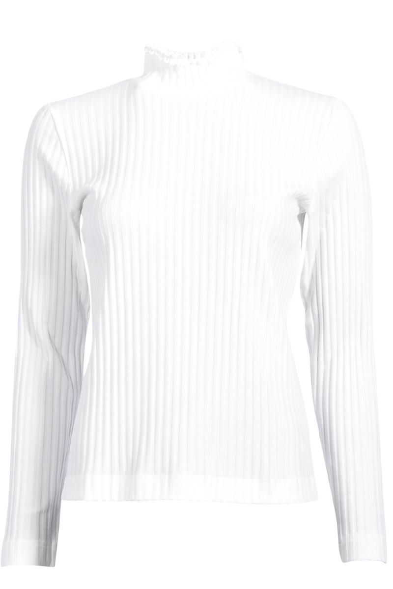 Rippen-Longsleeve mit Rüschen Stehbund-Shirt von ZAIDA.