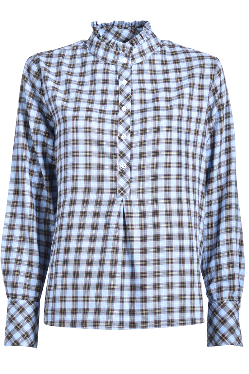 Bluse in Poloform mit Flanell-Karo von STEEN COLLECTION.