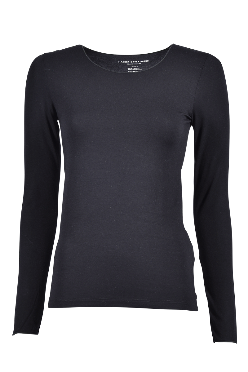 922999715 Langarm-Rundhalsshirt mit aus Viskose von MAJESTIC