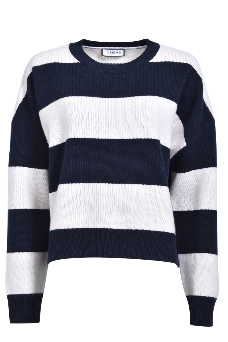 Rundhalspullover mit breitem Blockstreifen von INSIEME