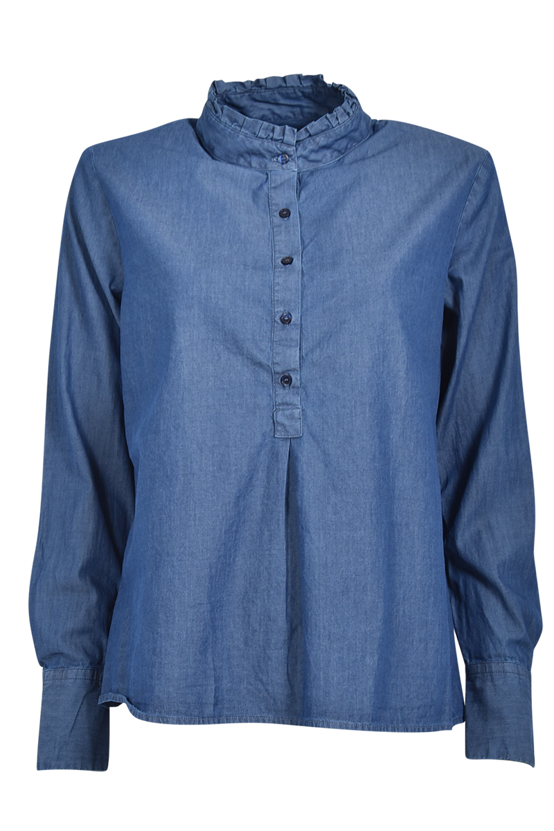 Denim-Bluse mit Rüsche von STEEN.