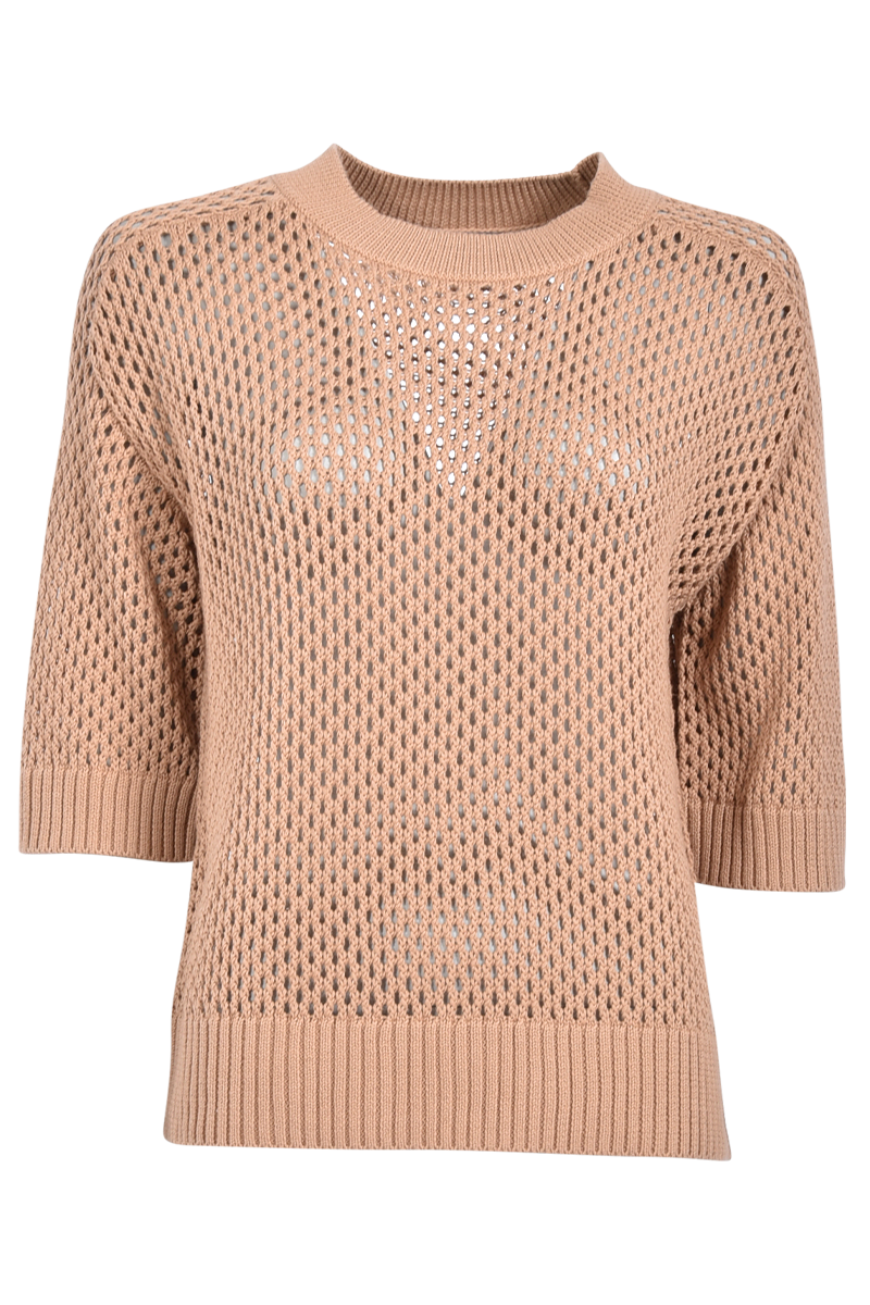 Rundhalspullover mit 1/2-Arm und Lochstrick von INSIEME.