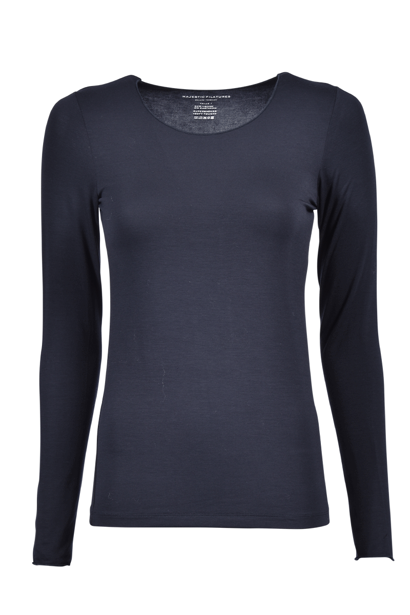 Langarm-Rundhalsshirt mit aus Viskose von MAJESTIC Langarm-Rundhalsshirt mit aus Viskose von MAJESTIC