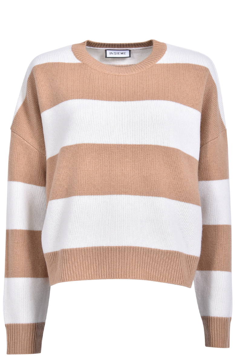 Rundhalspullover mit breitem Blockstreifen von INSIEME