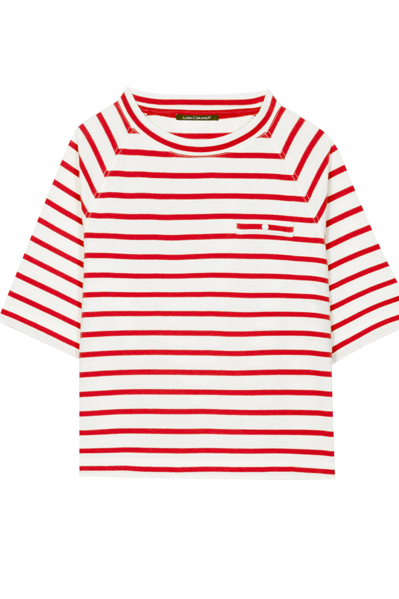 Ringel-Shirt mit Knopf-Detail von LUISA CERANO.