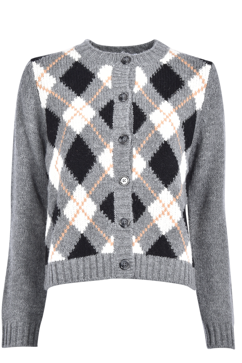 Rundhalsjacke mit Rhombenmuster von STEEN Collection.