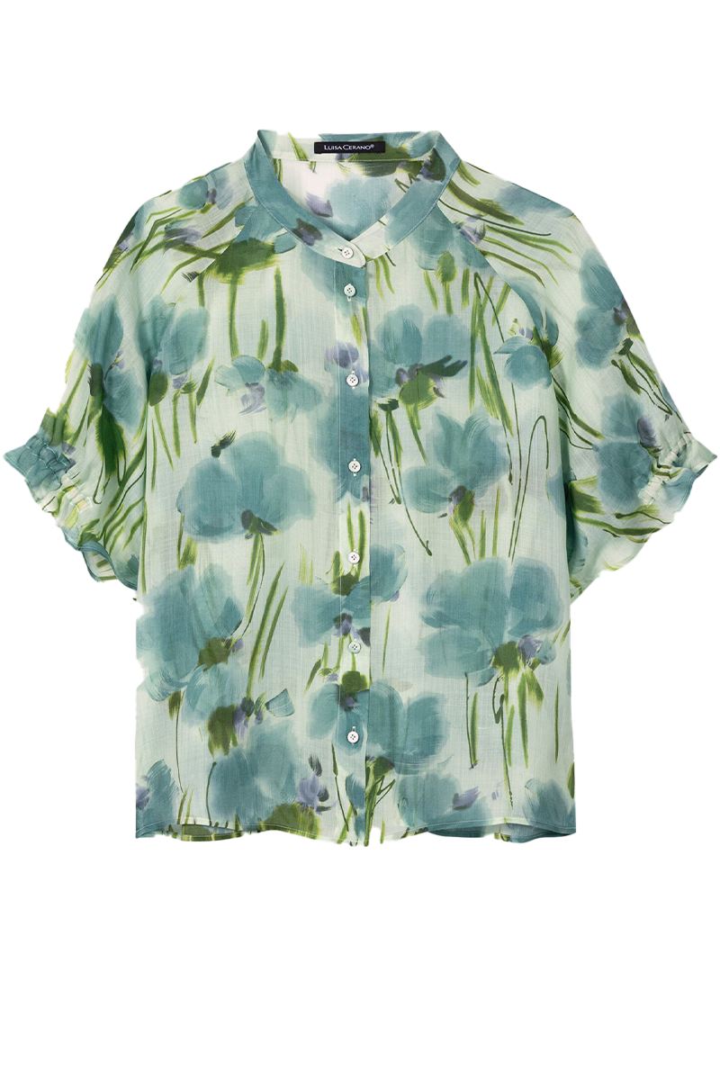 Ramie-Bluse mit Flower-Print von LUISA CERANO.
