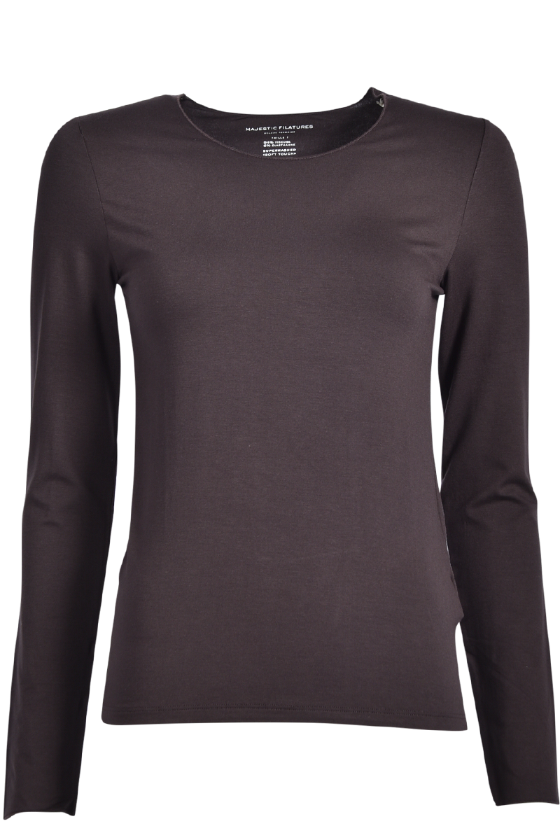 Langarm-Rundhalsshirt mit aus Viskose von MAJESTIC.