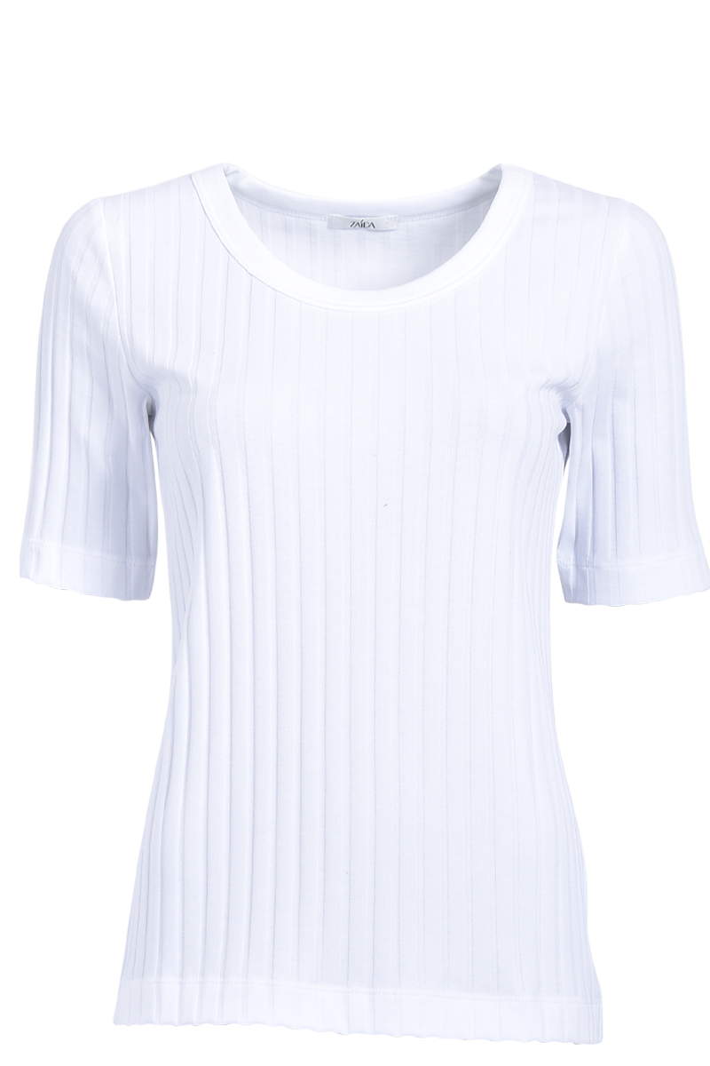 Halbarm-Rundhalsshirt mit Rippe von ZAIDA.