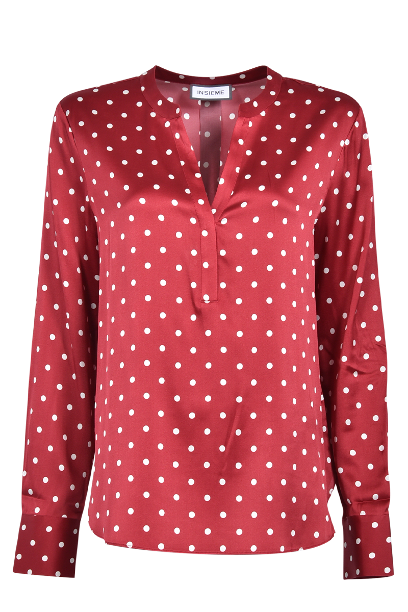 Seidenbluse mit V-Ausschnitt und "Pünktchendruck" von INSIEME.
