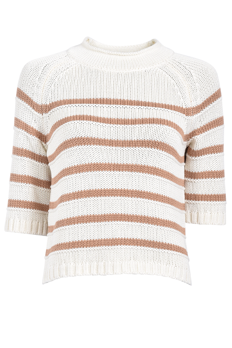 Rundhalspullover mit Streifen und 3/4-Ärmeln von INSIEME