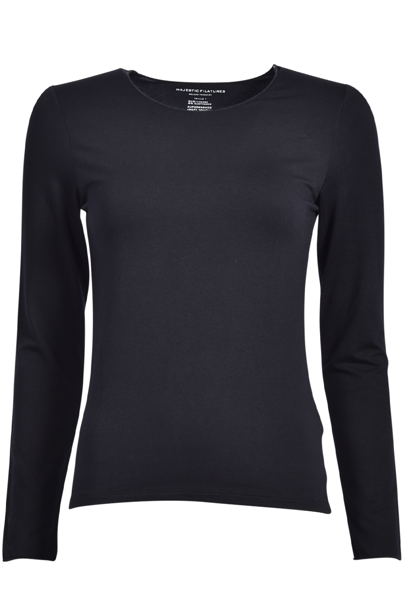 Langarm-Rundhalsshirt mit aus Viskose von MAJESTIC.