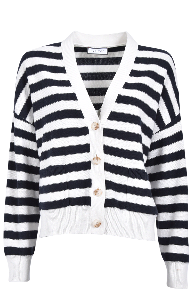 Cardigan mit Streifen und aufgesetzten Taschen von INSIEME