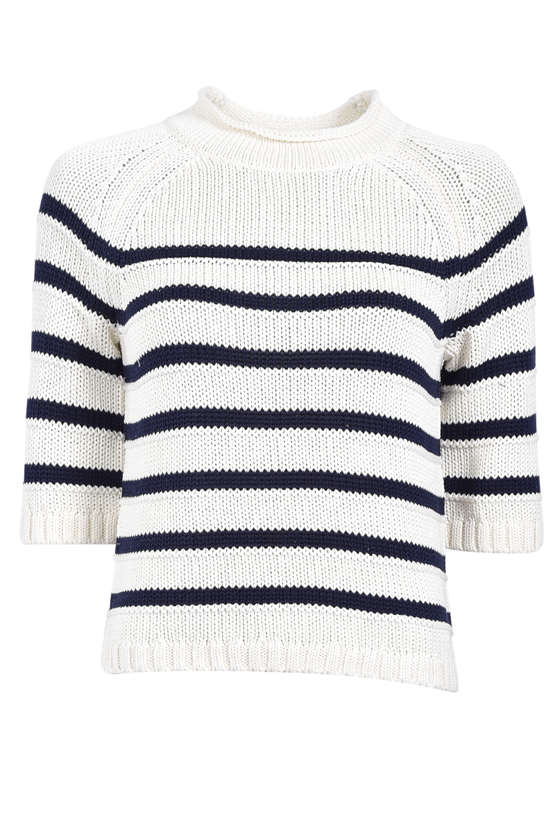 Rundhalspullover mit Streifen und 3/4-Ärmeln von INSIEME