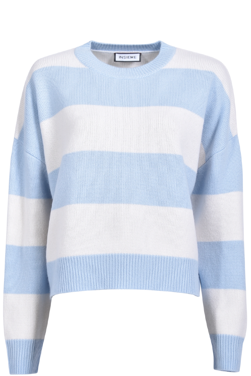 Rundhalspullover mit breitem Blockstreifen von INSIEME