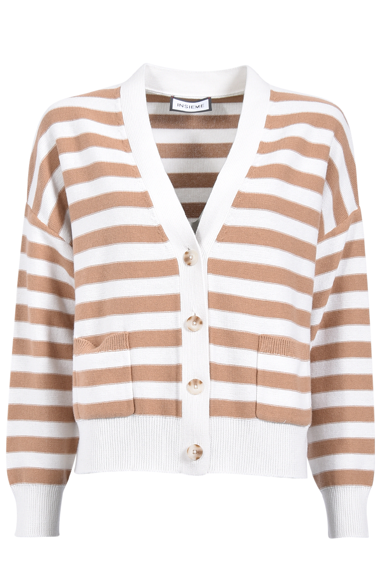 Cardigan mit Streifen und aufgesetzten Taschen von INSIEME