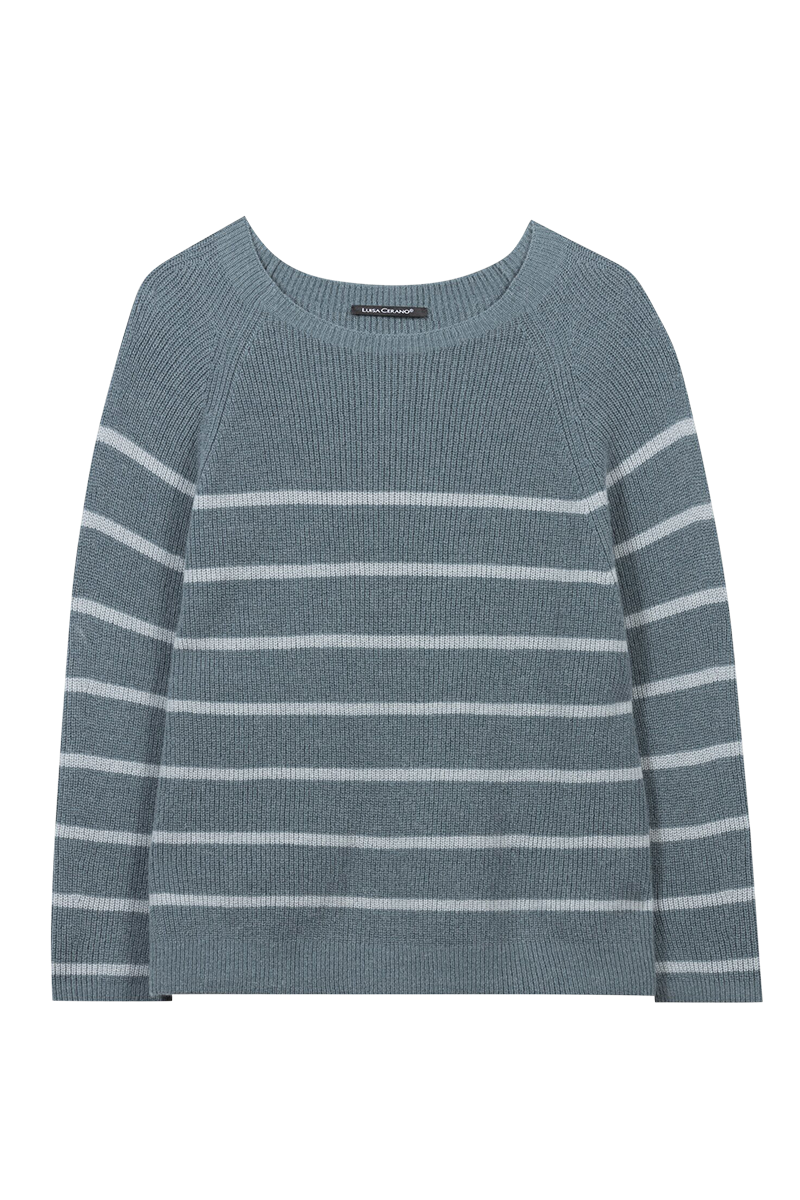 Streifen-Raglan-Pullover von LUISA CERANO. Streifen-Raglan-Pullover von LUISA CERANO.