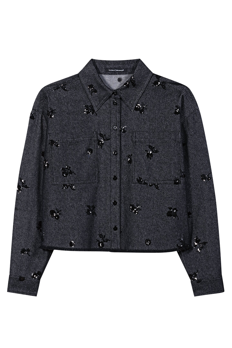 Pailletten-Denim-Hemd von LUISA CERANO.