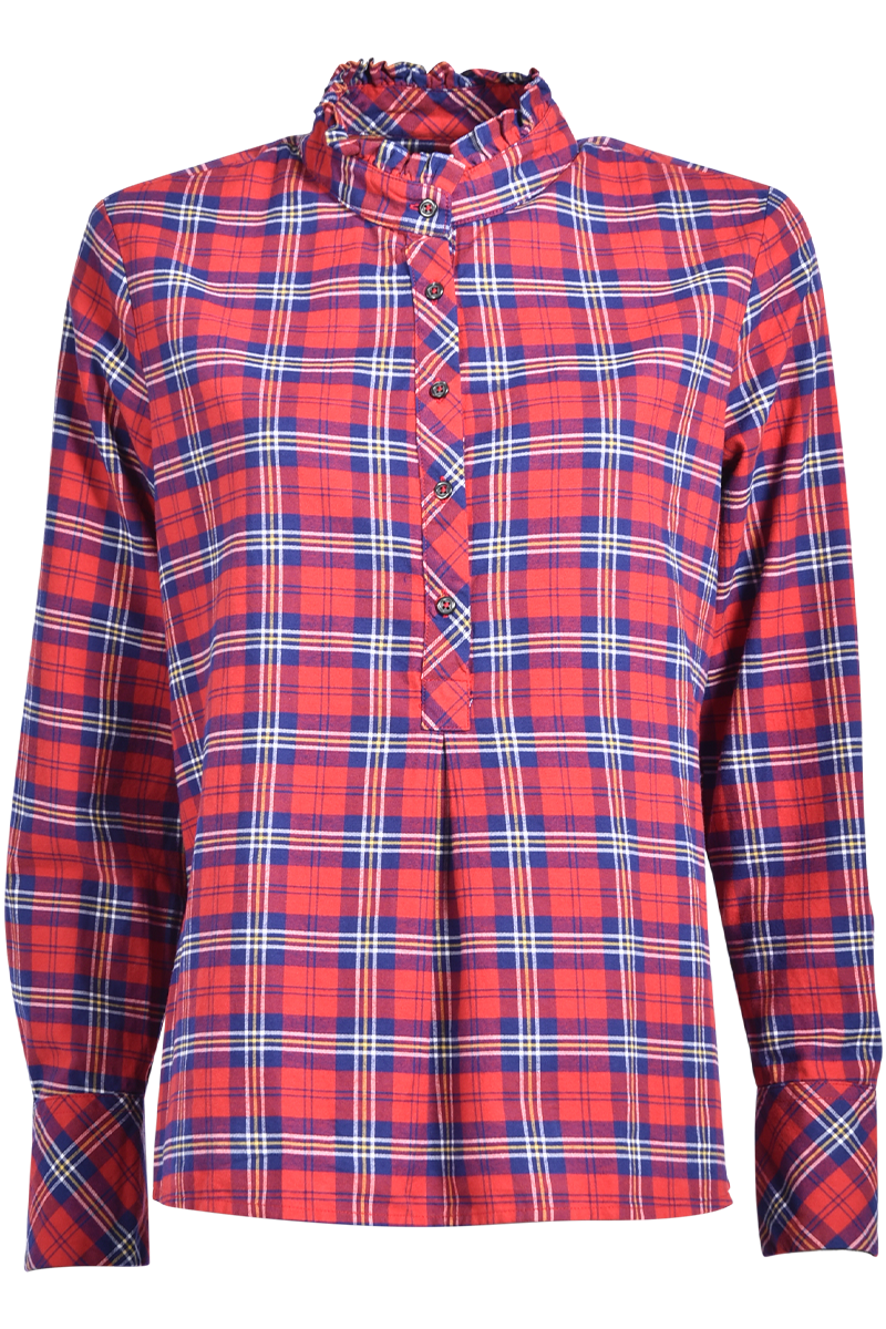 Bluse in Poloform mit Flanell-Karo von STEEN COLLECTION.