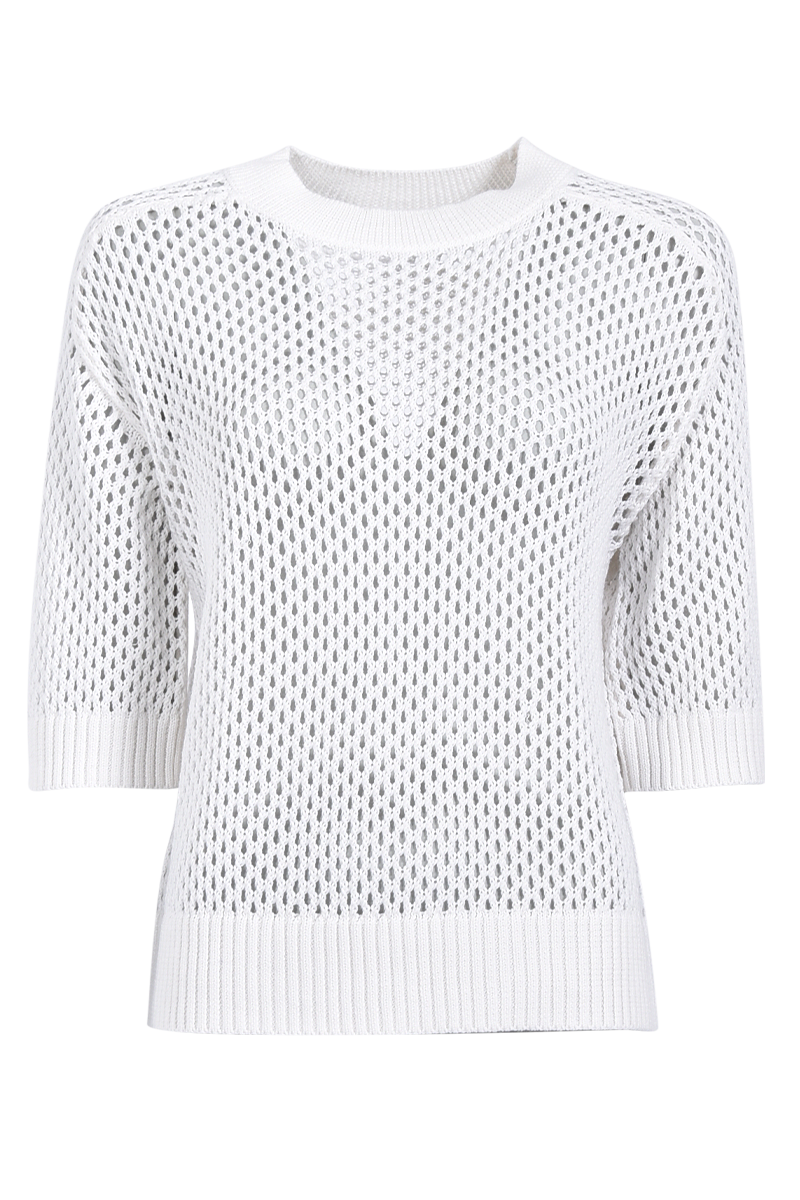Rundhalspullover mit 1/2-Arm und Lochstrick von INSIEME.